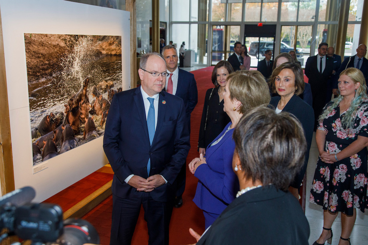 HSH Prince Albert II of Monaco visits His Foundation's photographic exhibition  at the John F. Kennedy Center for the Performing Arts, in Washington D.C.
