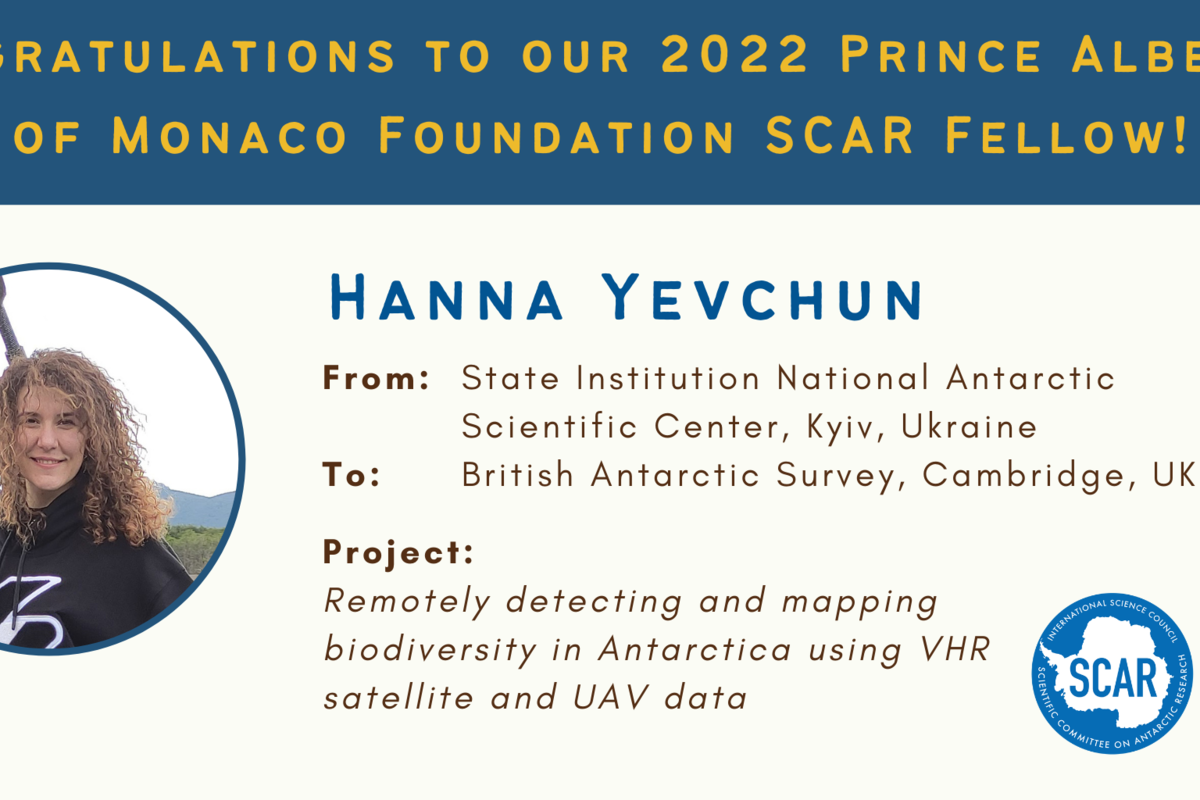 Le Scientific Committee on Antarctic Research (SCAR) dévoile le récipiendaire de sa bourse 2022 en collaboration avec la Fondation Prince Albert II de Monaco